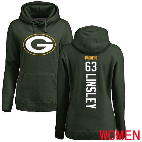 Green Bay Packers Green Women #63 Linsley Corey Backer Nike NFL Pullover Hoodie Sweatshirts